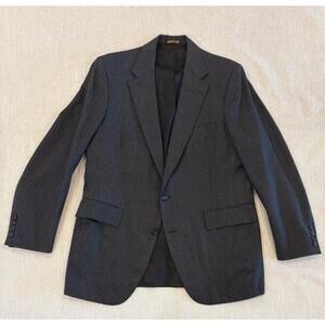 VTG Nordstrom Men’s Pinstripe Blazer 42 Gray Wool Sport Coat USA Union Made 80s